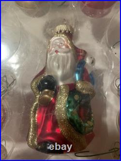 Vintage 2006 Santa Ornaments Glass Christmas Holiday Ornaments Sets 2 Boxes