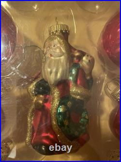 Vintage 2006 Santa Ornaments Glass Christmas Holiday Ornaments Sets 2 Boxes