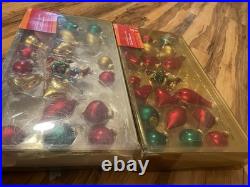 Vintage 2006 Santa Ornaments Glass Christmas Holiday Ornaments Sets 2 Boxes