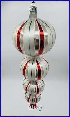 Vintage 4 Tier Ball Drop Unbranded Blown Glass Christmas Ornament