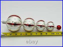 Vintage 4 Tier Ball Drop Unbranded Blown Glass Christmas Ornament