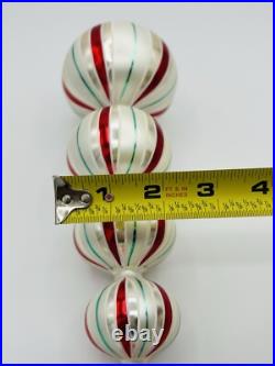 Vintage 4 Tier Ball Drop Unbranded Blown Glass Christmas Ornament