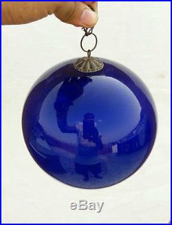 Vintage 5.5'' Cobalt Blue Heavy Glass Original Kugel Christmas Ornament Germany
