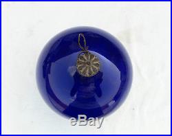 Vintage 5.5'' Cobalt Blue Heavy Glass Original Kugel Christmas Ornament Germany