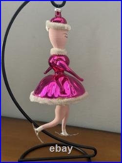Vintage 7 Pink Glass Woman Skater Chenille Accents Italy Christmas Ornament Vintage 7 Pink Glass Woman Skater Chenille Accents Italy Christmas Ornament