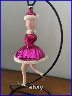 Vintage 7 Pink Glass Woman Skater Chenille Accents Italy Christmas Ornament Vintage 7 Pink Glass Woman Skater Chenille Accents Italy Christmas Ornament