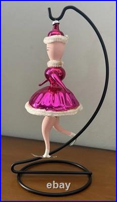 Vintage 7 Pink Glass Woman Skater Chenille Accents Italy Christmas Ornament Vintage 7 Pink Glass Woman Skater Chenille Accents Italy Christmas Ornament