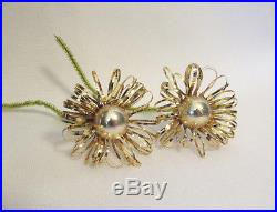 Vintage 72 Gold Aluminum Atomic Starburst Mercury Christmas Ornaments In Box