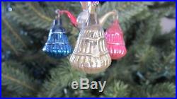 Vintage ANTIQUE GLASS Christmas Ornament Fantasy 3 Annealed Arms Dangling Bells