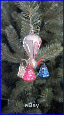 Vintage ANTIQUE GLASS Christmas Ornament Fantasy 3 Annealed Arms Dangling Bells