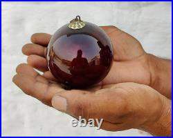 Vintage Amethyst Glass 3.3 Rare German Kugel Christmas Ornament Scallop Cap 372