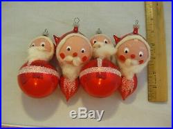 Vintage Andes Christmas Santa Mouth Blown Glass Ornaments-Set of 4