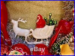 Vintage Antique Sleigh Bells Ornament Christmas Wreath Tinsel Glass Plastic