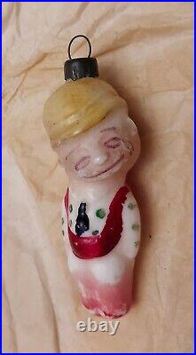 Vintage Antique Small Glass Christmas Ornament Rare Figural Derby Man German