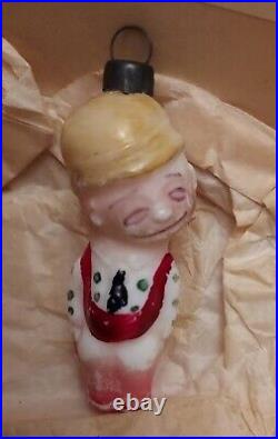 Vintage Antique Small Glass Christmas Ornament Rare Figural Derby Man German