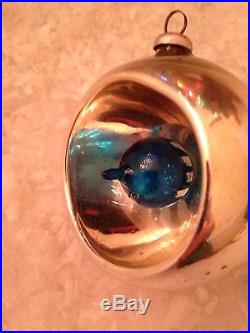 Vintage Blown Glass Christmas Ornament with Colored Water in Blown Glass Orb