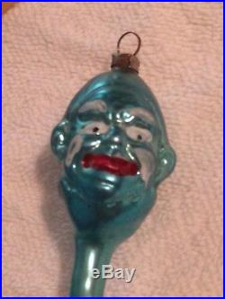 Vintage Blown Glass Clown Face Snake German Christmas Ornament Antique c1910