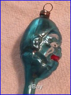 Vintage Blown Glass Clown Face Snake German Christmas Ornament Antique c1910
