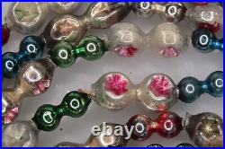 Vintage Blown Glass Double Indent Beads 100 Garland Christmas Ornament Japan
