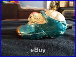 Vintage Blown Glass German Cat In Shoe Christmas Ornament Made In Germany