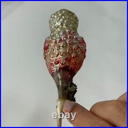 Vintage Blown Glass Owl Clip On Christmas Ornament 1900s German