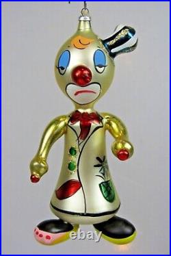 Vintage Blown Glass SAD Circus CLOWN Jumbo Christmas Ornament Italy De Carlini