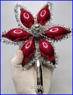 Vintage Blown Glass Tinsel DAISY FLOWER TREE TOPPER Christmas Ornament Germany Vintage Blown Glass Tinsel DAISY FLOWER TREE TOPPER Christmas Ornament Germany