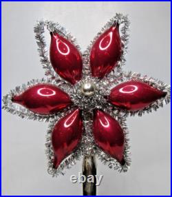 Vintage Blown Glass Tinsel DAISY FLOWER TREE TOPPER Christmas Ornament Germany Vintage Blown Glass Tinsel DAISY FLOWER TREE TOPPER Christmas Ornament Germany