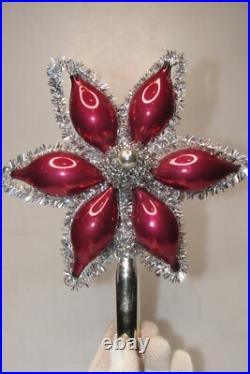 Vintage Blown Glass Tinsel DAISY FLOWER TREE TOPPER Christmas Ornament Germany Vintage Blown Glass Tinsel DAISY FLOWER TREE TOPPER Christmas Ornament Germany