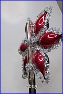Vintage Blown Glass Tinsel DAISY FLOWER TREE TOPPER Christmas Ornament Germany Vintage Blown Glass Tinsel DAISY FLOWER TREE TOPPER Christmas Ornament Germany
