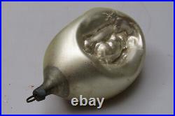Vintage Blown Glass Triple Indent PIG Embossed DROP Christmas Ornament Germany