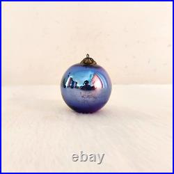Vintage Blue Glass 2.75 German Kugel Christmas Ornament Rare Party Props KU88