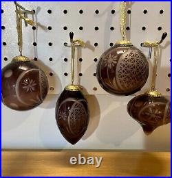 Vintage Bohemian Amethyst Cut To Clear Glass Christmas? Ornament Very Heavy Lot