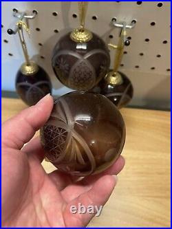 Vintage Bohemian Amethyst Cut To Clear Glass Christmas? Ornament Very Heavy Lot