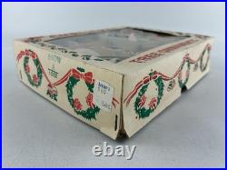 Vintage Box BEACH BALL & INDENTS With MICA GLITTER Blown Glass Ornaments POLAND