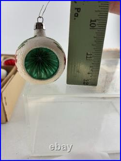 Vintage Box BEACH BALL & INDENTS With MICA GLITTER Blown Glass Ornaments POLAND