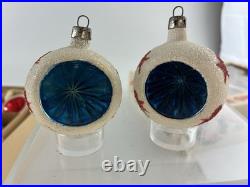 Vintage Box BEACH BALL & INDENTS With MICA GLITTER Blown Glass Ornaments POLAND