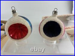 Vintage Box BEACH BALL & INDENTS With MICA GLITTER Blown Glass Ornaments POLAND