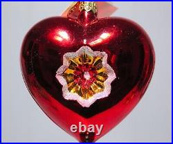 Vintage CHRISTOPHER RADKO Heart Cicle Santa Indent Glass Christmas Ornament