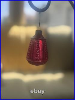 Vintage CORNING Bumpy Lantern Mercury Glass Red Christmas Ornament New York