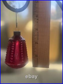Vintage CORNING Bumpy Lantern Mercury Glass Red Christmas Ornament New York
