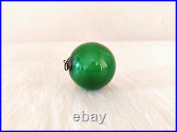 Vintage Cadmium Green Glass 2.75 Heavy German Kugel Christmas Ornament KU71