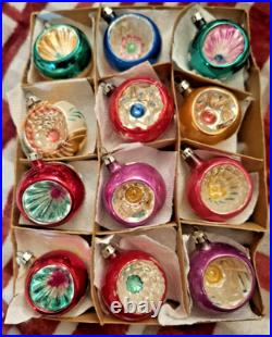 Vintage Christmas Fantasia 12 Assorted Indent Glass Ornaments Vintage Christmas Fantasia 12 Assorted Indent Glass Ornaments