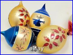 Vintage Christmas Fantasia Brand Poland Hand Painted Glass Teardrop Ornaments