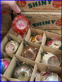 Vintage Christmas Fantasia Teardrop Indent Ornaments Poland Mica Glitter Box 12