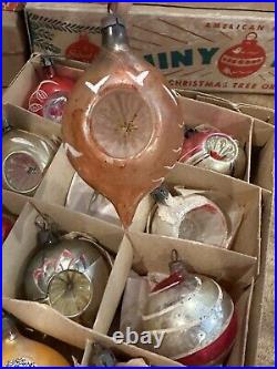 Vintage Christmas Fantasia Teardrop Indent Ornaments Poland Mica Glitter Box 12