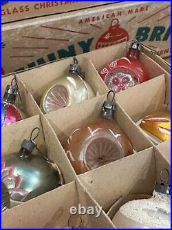 Vintage Christmas Fantasia Teardrop Indent Ornaments Poland Mica Glitter Box 12