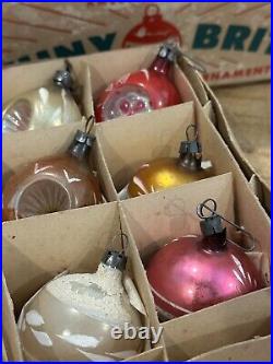 Vintage Christmas Fantasia Teardrop Indent Ornaments Poland Mica Glitter Box 12