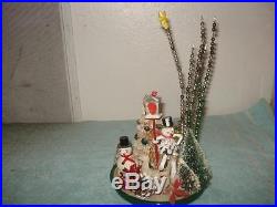 Vintage Christmas Flocked Bottle Brush Tree Glass, Snowmen, Beads, Deer Ornaments