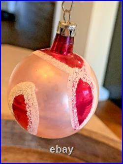 Vintage Christmas Glass Handpainted Boxed Ornaments Poland Set of 12 Floral Leaf